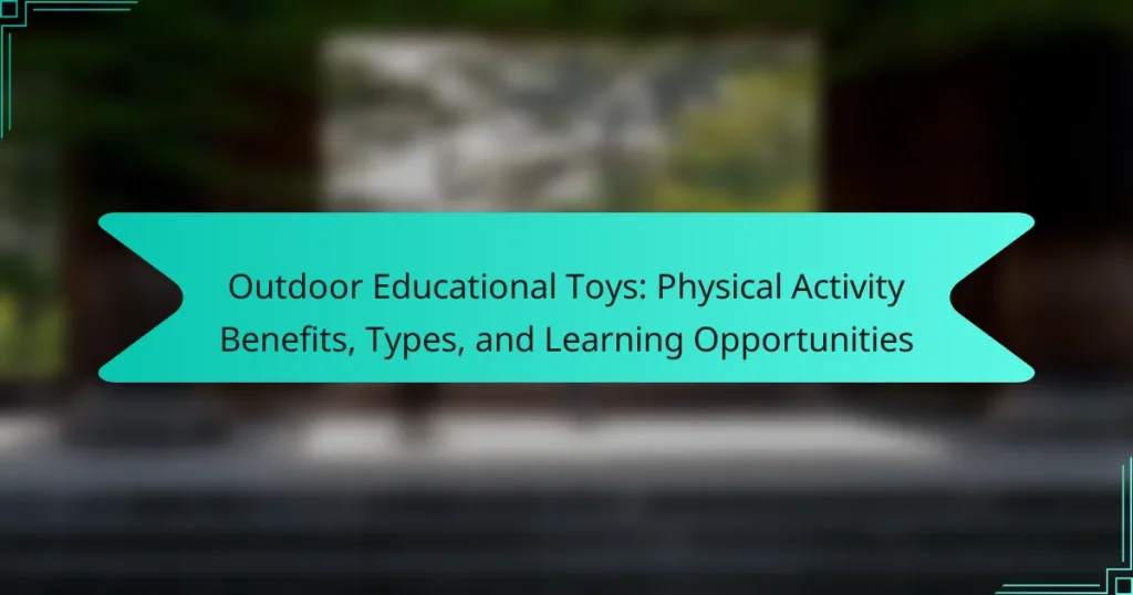Outdoor Educational Toys: Physical Activity Benefits, Types, and Learning Opportunities