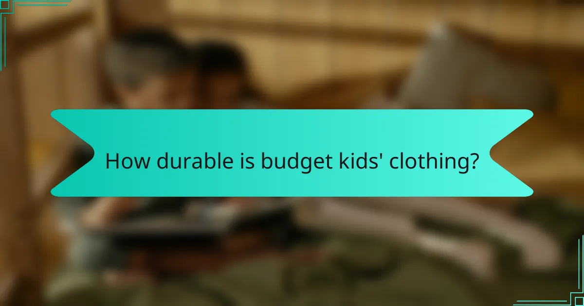 How durable is budget kids' clothing?